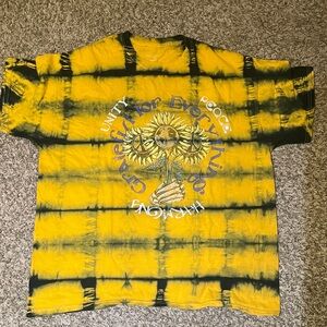 Urban Outfitters Yellow and Black Tie-Dye Sunflower Tee